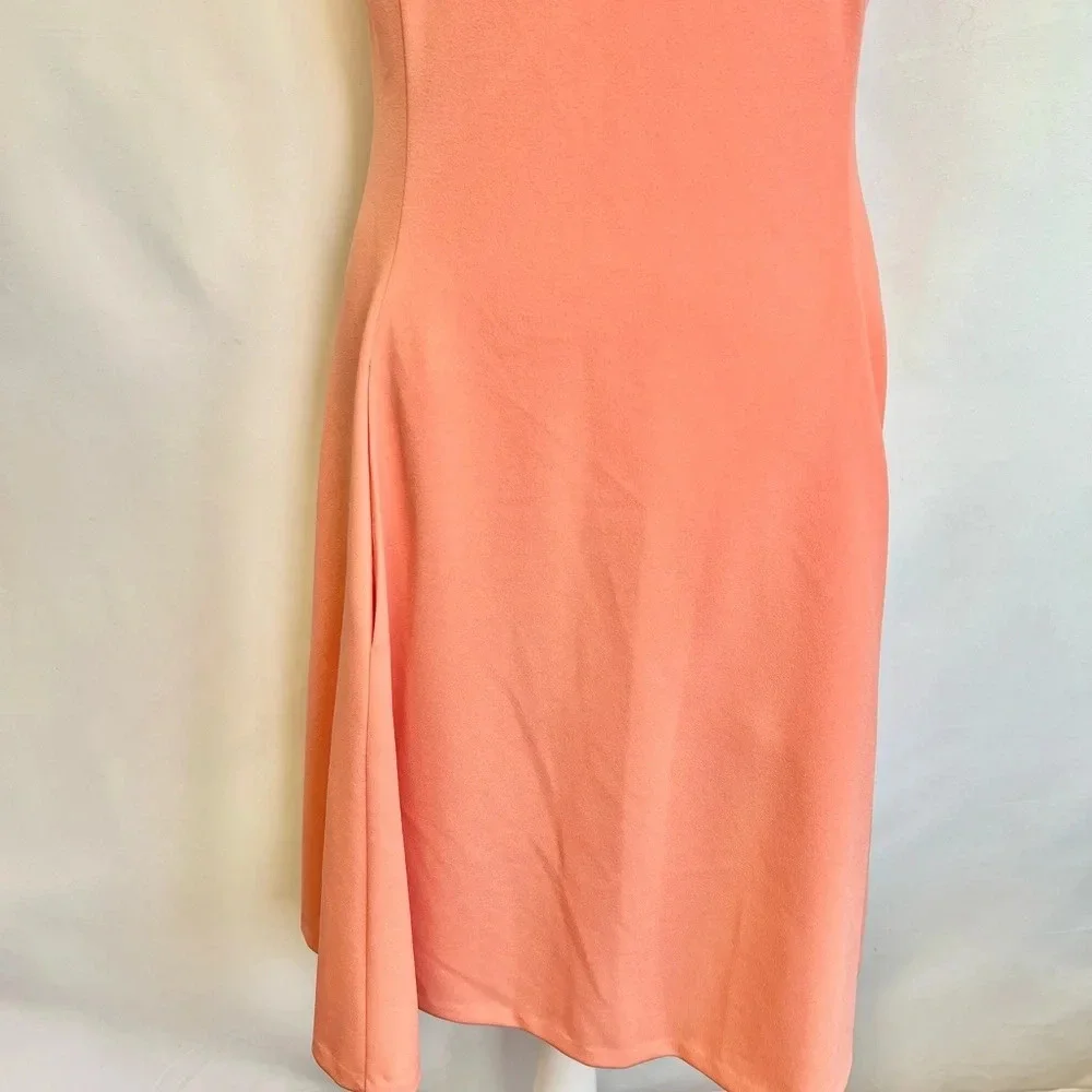 NWT DKNY Fit And Flare Peach Midi Sleeveless Dress Pockets Formal Casual Size 4 - Picture 4 of 15